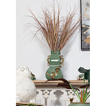 Ваза зеленого цвета из фарфора с бронзовыми ручками в виде драконов и рельефным цветочным декором Eden Garden porcelain and bronze варинант исполнения - 7 | Loft Concept в Ижевске