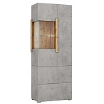 Шкаф-витрина двухдверная с фасадом цвета серый бетон Grace of Furniture варинант исполнения - 2 | Loft Concept в Ижевске