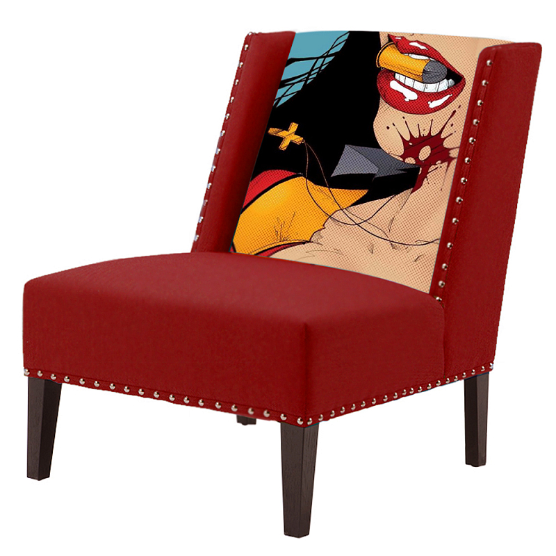 FUN Armchair "Super woman" Red Дизайнерское кресло с цветным принтом Бургундский красный в Ижевске | Loft Concept 