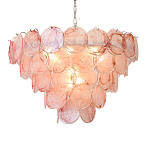 Люстра с каскадом из круглых розовых стеклянных дисков Pink Light Waterfall варинант исполнения - 5 | Loft Concept в Ижевске