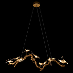 Люстра подвесная линейная с прозрачными стеклянными птичками на ветвях Serip Voa варинант исполнения - 3 | Loft Concept в Ижевске