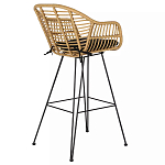 Стул барный с ротанговым плетением Half Bar Chair with Wicker с подлокотниками варинант исполнения - 4 | Loft Concept в Ижевске