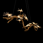 Люстра подвесная линейная с прозрачными стеклянными птичками на ветвях Serip Voa варинант исполнения - 9 | Loft Concept в Ижевске