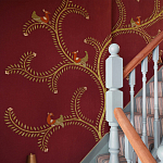 Обои с вышивкой ручной работы Fyodor Original colourway on Merlot linen варинант исполнения - 2 | Loft Concept в Ижевске