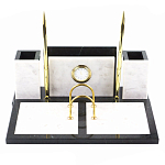 Настольный письменный набор из белого мрамора с часами Marble Accessory варинант исполнения - 1 | Loft Concept в Ижевске