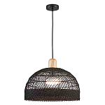 Подвесной светильник с округлым абажуром из черного ротанга Wicker Furniture варинант исполнения - 1 | Loft Concept в Ижевске