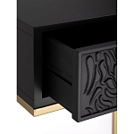 Приставной столик с резным узором на выдвижном ящике Black Table Carved Pattern варинант исполнения - 3 | Loft Concept в Ижевске