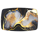 Обеденный стол с прямоугольной черно-золотой столешницей из стекла на 4-х металлических ножках Gold and Black Marble варинант исполнения - 2 | Loft Concept в Ижевске