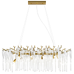 Люстра подвесная прямоугольная с бронзовыми акцентами и прозрачными стеклянными каплями Droplet Chandelier варинант исполнения - 1 | Loft Concept в Ижевске