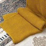 Плед из хлопка жемчужной вязки горчичного цвета Waffle Comfort варинант исполнения - 6 | Loft Concept в Ижевске