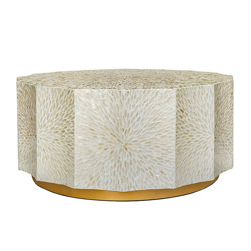 Стол кофейный с отделкой раковинами устриц Coastal Charm Бежевый в Ижевске | Loft Concept 