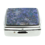 Таблетница карманная квадратная c 2-мя отделениями с зеркалом и накладкой из натурального камня Лазурит Silver Stone Pillboxes варинант исполнения - 3 | Loft Concept в Ижевске