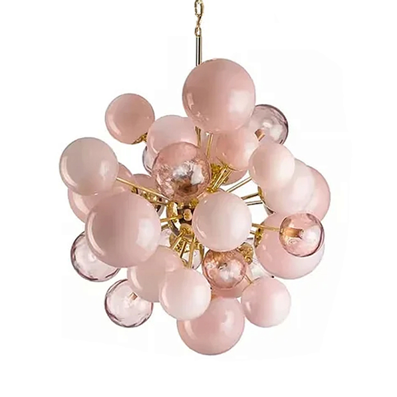 Люстра розовые шары на золотом каркасе Pink Light Bubbles Розовый Люстра розовые шары на золотом каркасе Pink Light Bubbles Розовый в Ижевске | Loft Concept
