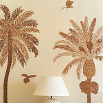 Обои с вышивкой ручной работы Deco Palms Raffia on linen варинант исполнения - 1 | Loft Concept в Ижевске