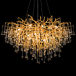 Люстра подвесная с прозрачными стеклянными подвесками в форме капель Диаметр 100 см Droplet Chandelier варинант исполнения - 8 | Loft Concept в Ижевске