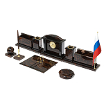 Настольный письменный набор с часами из природного камня обсидиана  Gift for Manager варинант исполнения - 2 | Loft Concept в Ижевске