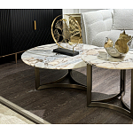 Столик журнальный с круглой мраморной столешницей Unique Stone Design варинант исполнения - 8 | Loft Concept в Ижевске