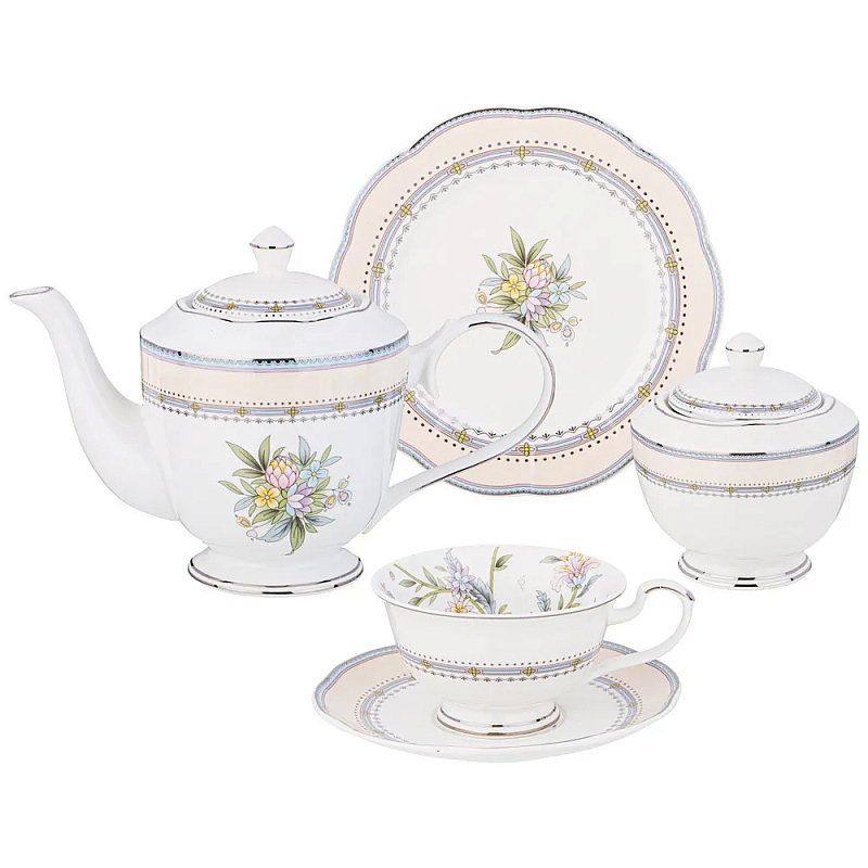 Чайный сервиз из фарфора на 6 персон 20 предметов Tea Flower Set Мульти в Ижевске | Loft Concept 