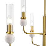 Люстра с 6-ю плафонами в форме стеклянных трубок и мраморных декоративных элементов Montreal варинант исполнения - 5 | Loft Concept в Ижевске