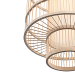 Подвесной светильник из деревянных прутьев с плафоном из натуральной ткани Light Inside the Cell варинант исполнения - 6 | Loft Concept в Ижевске