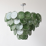 Люстра из зеленых стеклянных дисков с перламутровым эффектом Green Glowing Glaze варинант исполнения - 5 | Loft Concept в Ижевске
