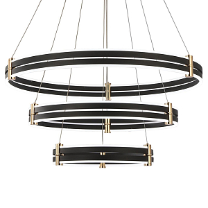 Люстра светодиодная с 3-мя плафонами в форме колец из акрила и алюминия с пультом для регулировки света Ring Horizontal Anthracite