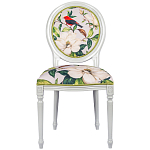 Стул светло-серый из натурального бука с изображением птиц и цветов Blooming Red Birds варинант исполнения - 1 | Loft Concept в Ижевске