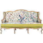 Диван из натурального бука бежевый с изображением птиц и цветов Beige Green Chinoiserie Garden Sofa варинант исполнения - 1 | Loft Concept в Ижевске