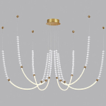 Люстра подвесная с 6-ю изогнутыми плафонами и белыми декоративными шариками PEARLS Suspension варинант исполнения - 3 | Loft Concept в Ижевске