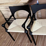 Стул дизайнерский с плетеным сидением Kronos Dining Chair Black варинант исполнения - 2 | Loft Concept в Ижевске