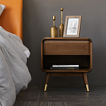 Прикроватная деревянная тумба с ящиком и нишей для хранения Moon Walnut Furniture варинант исполнения - 1 | Loft Concept в Ижевске