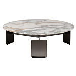 Столик журнальный с круглой мраморной столешницей на трех опорах Marble Stone Drawing варинант исполнения - 6 | Loft Concept в Ижевске