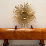 Зеркало-солнце круглое в раме из металла с золотыми с лучами Rays of Peace варинант исполнения - 2 | Loft Concept в Ижевске