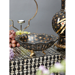 Блюдо черного цвета из фрафора на бронзовых ножках Eden Garden porcelain and bronze варинант исполнения - 3 | Loft Concept в Ижевске