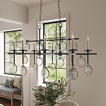 Люстра подвесная с 8-ю лампами и стеклянными круглыми подвесками Currey & Company варинант исполнения - 3 | Loft Concept в Ижевске