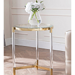 Золотой приставной столик с круглой стеклянной столешницей Weightless Table варинант исполнения - 8 | Loft Concept в Ижевске