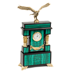 Часы настольные из натурального камня Малахит с декором в виде орла Eagle Stone Clock варинант исполнения - 2 | Loft Concept в Ижевске