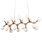 Линейная люстра с плафонами из стеклянных шаров Pearls Suspension Linear Gold Chandelier варинант исполнения - 1 | Loft Concept в Ижевске