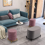 Банкетка круглая пыльно-розовый велюр на 4-х металлических ножках золотого цвета SANJAY варинант исполнения - 6 | Loft Concept в Ижевске