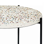 Кофейный столик с круглой разноцветной столешницей на 4-х черных ножках Multicolored Stone Composite варинант исполнения - 2 | Loft Concept в Ижевске