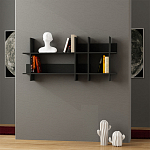 Полка прямая подвесная двухъярусная цвета антрацит BEADS BOOKCASE ANTHRACITE варинант исполнения - 1 | Loft Concept в Ижевске