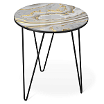 Стол журнальный c круглой столешницей из стекла серого цвета Gray and Gold Marble варинант исполнения - 1 | Loft Concept в Ижевске