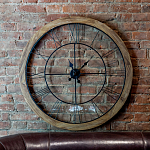 Часы настенные деревянные с римскими цифрами чёрного цвета Clock with History варинант исполнения - 2 | Loft Concept в Ижевске