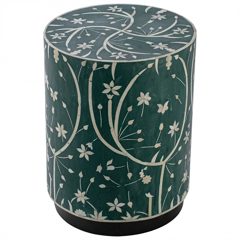 Табурет Green Flower Indian Bone Inlay stool Зеленый в Ижевске | Loft Concept 