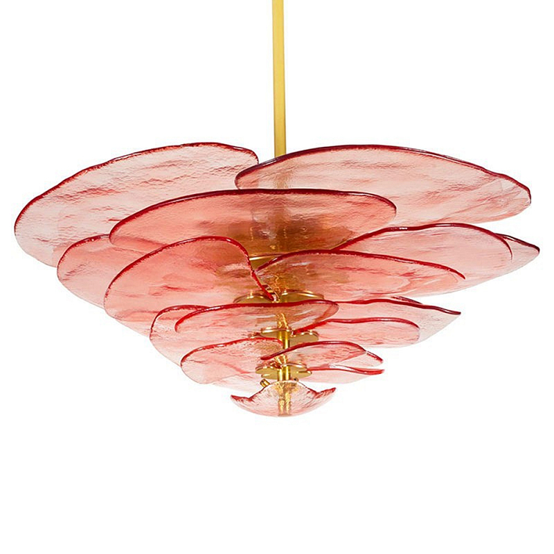Люстра из розового стекла в форме листьев лотоса Glass Pink Sculpture Розовый Люстра из розового стекла в форме листьев лотоса Glass Pink Sculpture Розовый в Ижевске | Loft Concept
