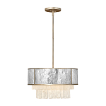 Люстра круглая с подвесками из текстурированного стекла молочного цвета Hinkley варинант исполнения - 9 | Loft Concept в Ижевске