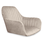 Барный стул со спинкой и подлокотниками на 4-х коричневых деревянных ножках Бежевый Велюр Ava Charm варинант исполнения - 5 | Loft Concept в Ижевске