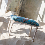 Банкетка из массива бука с цветочным принтом Turquoise Beige Chinoiserie Imperial  Garden Banquette варинант исполнения - 5 | Loft Concept в Ижевске