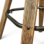 Барный стул со спинкой и металлической подставкой на 4-х деревянных ножках Зеленый Велюр Vendramin Chair варинант исполнения - 7 | Loft Concept в Ижевске