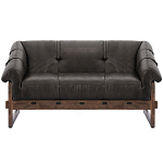 Двухместный диван Duncan винтажная черная кожа варинант исполнения - 1 | Loft Concept в Ижевске